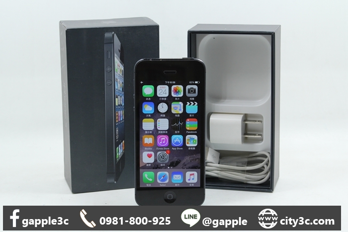 |高雄收購二手手機|APPLE IPHONE5 16GB 16G 黑 二手手機 IOS 8.4 #08407