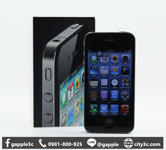 |高雄收購二手手機|APPLE IPHONE4 16G 16GB 黑 蘋果手機 # 08925